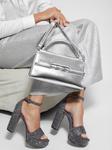 Iris Metallic кожаная сумка с верхней ручкой GUESS, Silver - фото 2