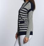 Женский роскошный полосатый кардиган в серо-синей гамме LABEL+thread - фото 4