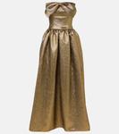 Платье из жаккарда ламе Self-Portrait, золотой - фото