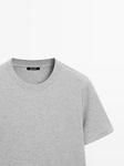 Футболка Massimo Dutti 100% Cotton Interlock Crew Neck, светло-серый - фото 3
