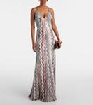 Платье макси Zig Zag Missoni, Multicolor White Blue Brown - фото 2