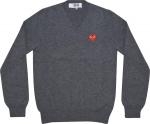 Свитер Comme des Garçons PLAY Heart Patch V Neck Sweater 'Grey', серый - фото