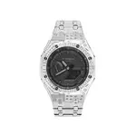 Часы Casio G-Shock Analog-Digital 2100 Series, арт. GA-2100-1A1, кованый, морозное серебро/стразы - фото