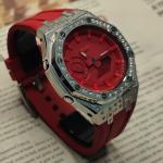 Часы Casio G-Shock Analog-Digital 2100 Series, арт. GA-2100-4A, красный/красный/стразы - фото 2