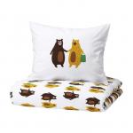 Комплект детского постельного белья Ikea Brummig, 2 предмета, 150x200/50x60, белый/мультиколор - фото 2