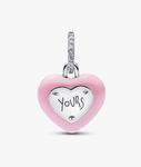 Шарм Pandora Ceramic Heart Padlock Dangle, розовый/серебро - фото 2