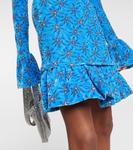 Мини-платье из бархата с цветочным принтом Rabanne, Blue Splash - фото 5