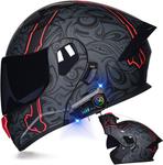 Шлем мотоциклетный AAREG Bluetooth Helmets, черный / красный - фото