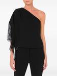 Moschino блузка на одно плечо с бахромой, черный - фото 2