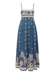 Платье миди Acacia с принтом Alemais, синий - фото