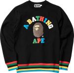 Толстовка BAPE College Line Rib Crewneck 'Black', черный - фото