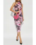 Платье с ярким принтом Versace Jeans Couture, розовый - фото 2