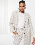 Узкий пиджак в светлую клетку ASOS DESIGN Petite mix & match - фото