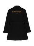 Balmain Kids полосатое двубортное пальто, черный - фото 2