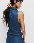 Джинсовый топ на молнии Pull&Bear темно-синего цвета - фото 4