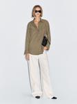 Длинная рубашка с карманами Massimo Dutti, хаки - фото