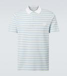 Полосатая хлопковая поло Prada, Bianco + Celeste - фото
