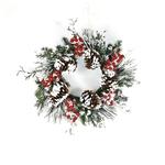 Декоративный венок Melrose International Snow Pine Berry, 50 см, зеленый - фото