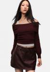 Юбка Stradivarius Mini skirt, Bordeaux - фото