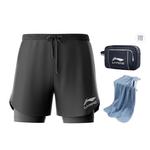 ЛиНинг Спортивные шорты мужские черные, черный модный и стильный комплект - фото 8