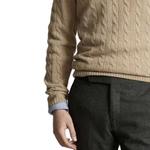 Пуловер с кабельной вязкой и вышивкой пони Polo Ralph Lauren, коричневый - фото 5