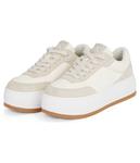 Кеды женские Calvin Klein Jeans кожаные на платформе, бежевый - фото 2