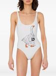 Moschino купальник Goose с графичным принтом, белый - фото 2