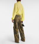 Джинсовые брюки широкого кроя с принтом Blumarine, зеленый - фото 3