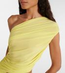 Платье из джерси с вырезом и сборками Alaïa, Jaune Clair - фото 4