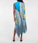 Платье с цветочным принтом и бахромой Acne Studios, синий - фото 3