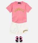 Шорты из хлопкового флиса с логотипом Versace, белый - фото 2