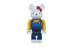 BE@RBRICK Bearbrick Nyabrick Hello Kitty Red Overalls Ver. White - фото 2