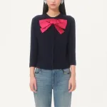 Кардиган с пуговицами и бантом Valentino, синий - фото 4