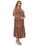 Платье-миди Eliana Plus Size с ярусами L I V D, коричневый - фото 3