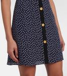 Шелковое мини-платье в горошек Alessandra Rich, Navy Blue-White - фото 5