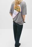 Футболка PULL&BEAR FLORAL BOUQUET GRAPHIC, Grey - фото 3