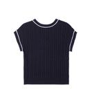 Вязаный жилет из шерсти и хлопка с рельефным узором Monnalisa, Blu/Panna - фото 3