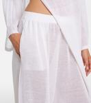 Широкие брюки из льна и шелка Alaïa, Blanc - фото 4