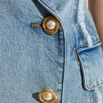 Приталенное джинсовое платье-жилет BALMAIN, синий - фото 6