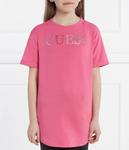 Футболка детская Guess длинная со стразами, розовый - фото