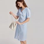 Летнее платье с коротким рукавом ELLE, синий - фото 11