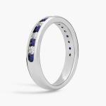 Кольцо с чередующимися бриллиантами и синими сапфирами в оправе «Channel» из платины (1/4 карата). Blue Nile - фото 4