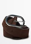 Ремень Massimo Dutti NUBUCK WITH OVAL BUCKLE , Dark Brown - фото 4