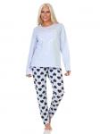Пижама NORMANN langarm Herz Tupfen Punkte, голубой - фото