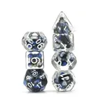 Комплект Poly — черный и синий жемчуг с белым (7), Dice Sets - Resin/Acrylic - Rainbow & Multi-Colored (Foam Brain Games) - фото