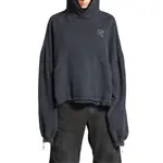 Худи кроп с принтом nail polish Balenciaga, черный - фото 4