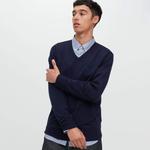 Джемпер Uniqlo Extra Fine Merino с v-образным вырезом, темно-синий - фото 3