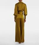 Широкие брюки из шелкового атласа Zimmermann, оливковый - фото 3