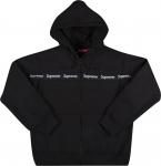 Толстовка Supreme Text Stripe Zip Up Hooded Sweatshirt 'Black', черный - фото