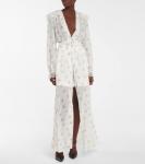 Макси-платье с цветочным принтом Alessandra Rich, White-Pink - фото 2